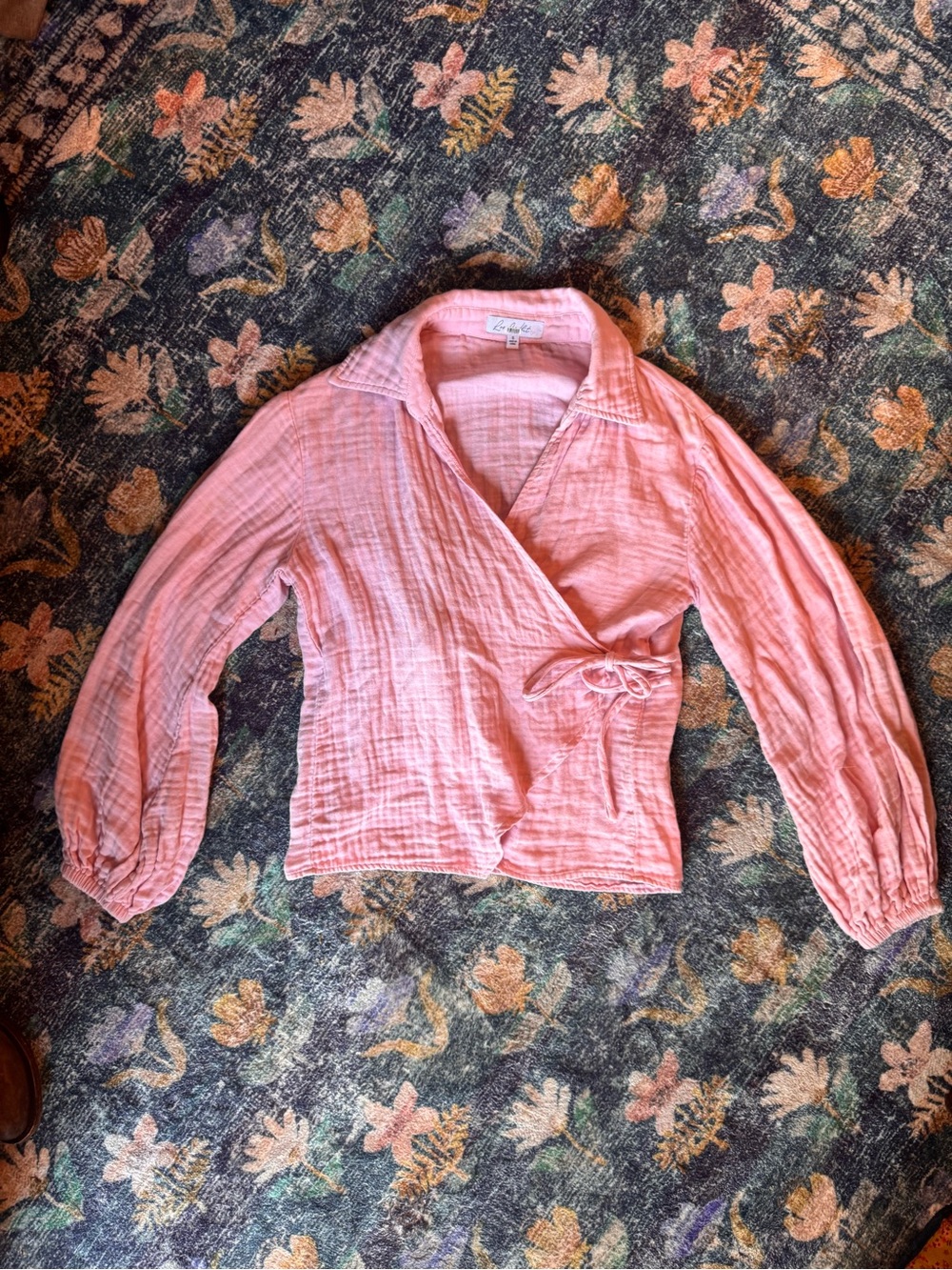 Love, Whit Pink Wrap Gauze Blouse
